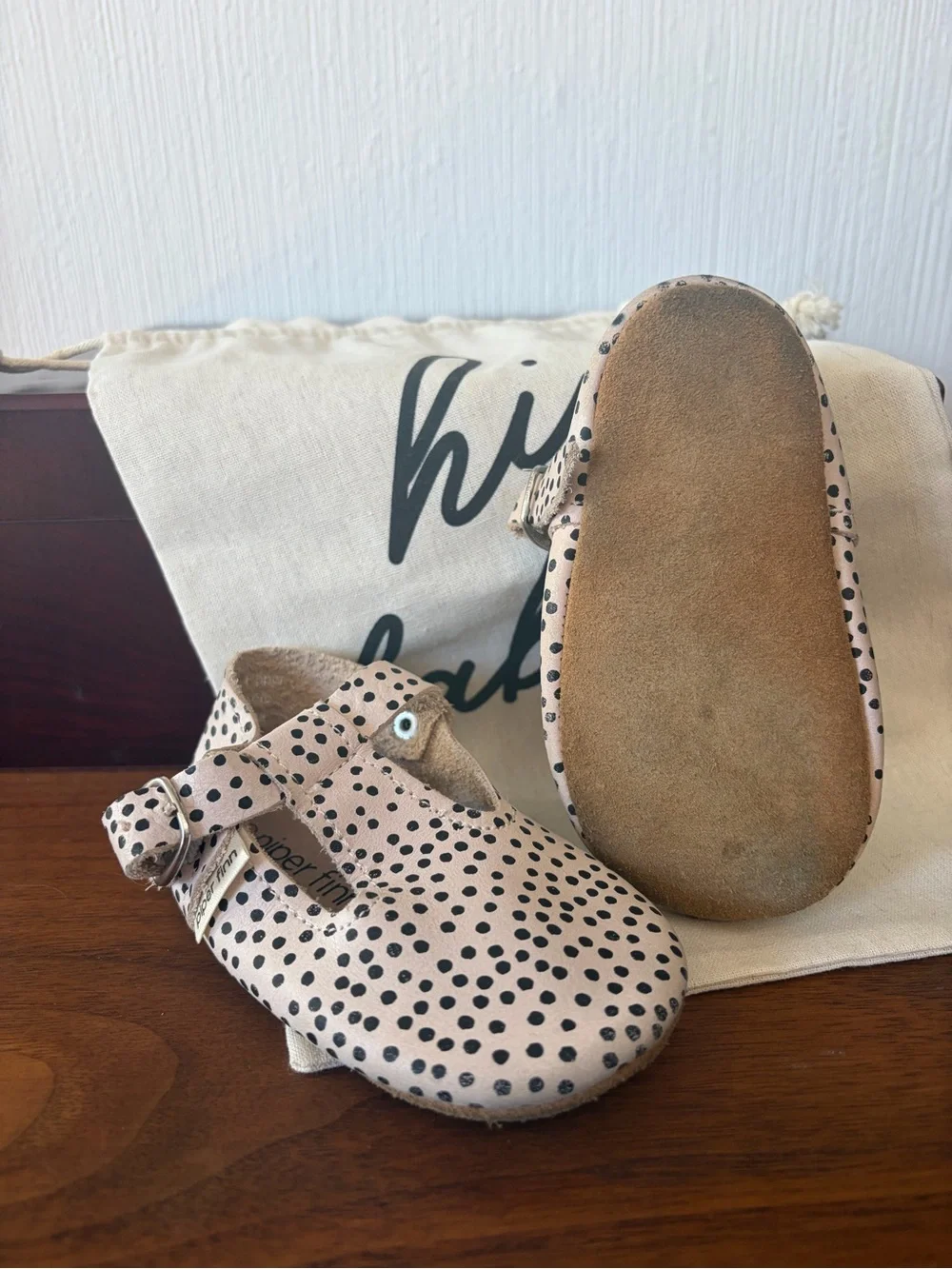 Piper Finn leather Polka Dot T-Strap Toddler Shoes